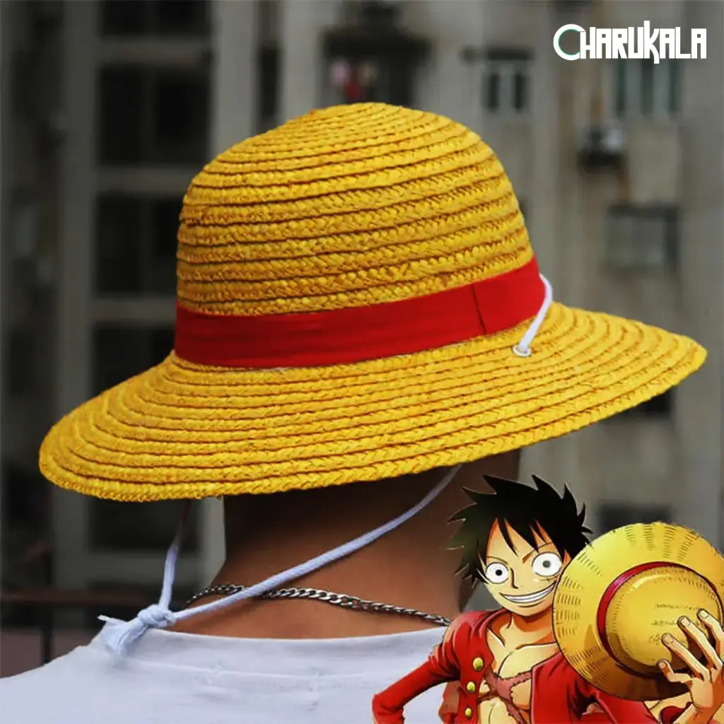 Luffy Straw hat,Cosplay Hat for Halloween Costume Party, Animation Strawhats with String Sun Hats for Men Kids
