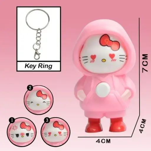 Pink Kitty Face Changing Keychain
