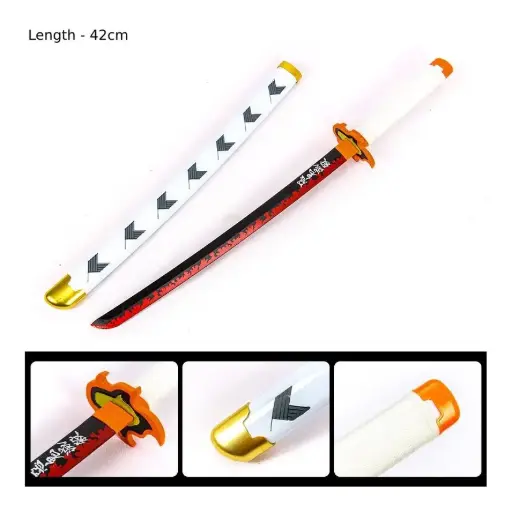 Rengoku Wooden Katana 42cm With Stand