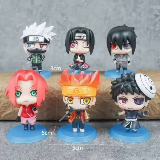 Naruto Miniature 8cm Blue base Set of 6pcs
